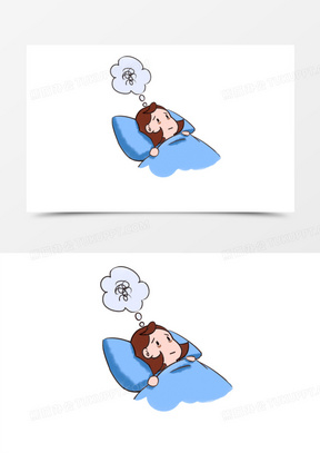 手绘卡通失眠的女生免抠素材220手绘卡通女孩失眠数羊睡觉免抠素材59