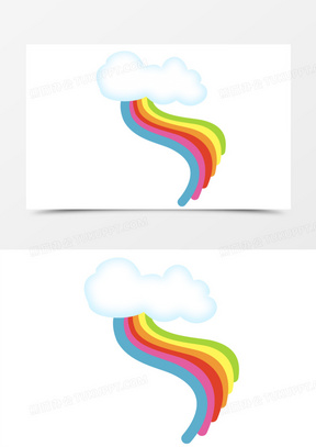 手绘彩虹路免抠装饰素材