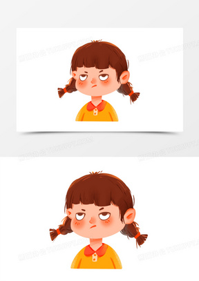 手绘小女孩翻白眼表情元素