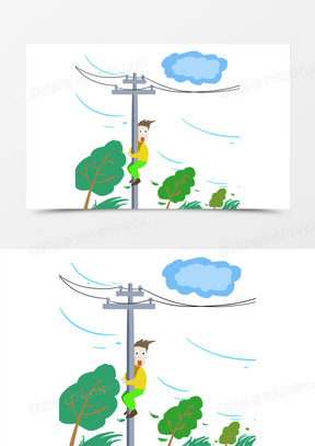 卡通手绘大风元素