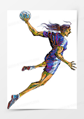 110黄色油画排球运动员海报背景931打排球的女运动员女排体育竞技比赛