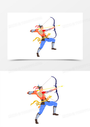 卡通手绘后羿射日元素