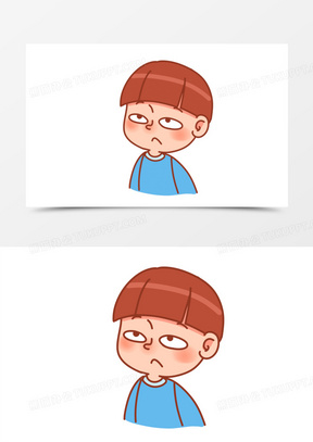 手绘卡通男孩翻白眼免抠素材