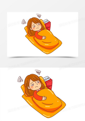 手绘卡通深夜睡觉失眠免抠素材