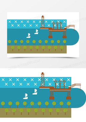 矢量手绘钻井平台图标