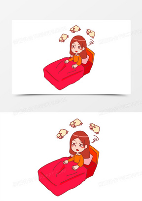 手绘卡通亚健康数羊免抠素材