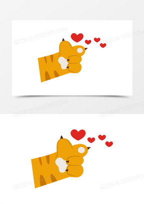 卡通动物爪子发射爱心手势装饰素材