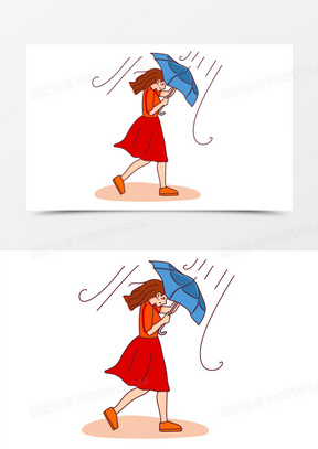 手绘卡通刮风大风免抠素材