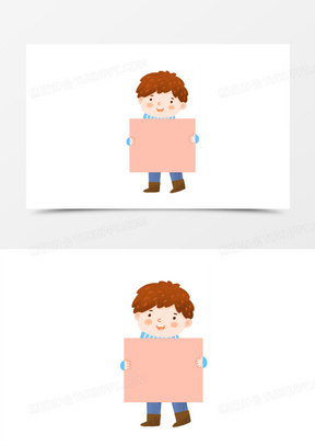 卡通手绘男孩手拿纸张素材