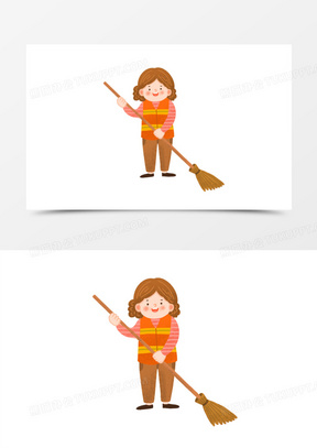 保洁阿姨190卡通手绘肥胖阿姨艰难爬楼梯免抠元素60手绘卡通保洁家政