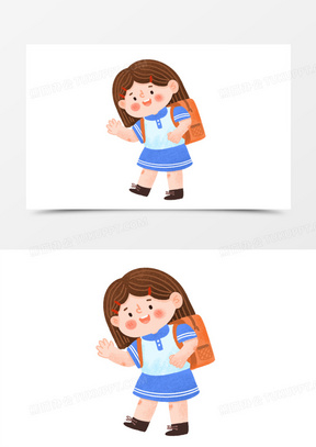 5210卡通手绘学生穿校服戴红领巾敬礼元素1460卡通穿校服戴红领巾敬礼