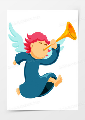 吹着号角的圣诞节小天使