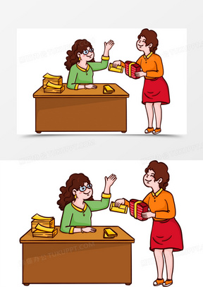 手绘卡通贿赂送礼场景免抠元素