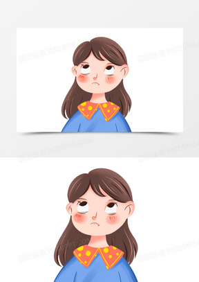 手绘卡通翻白眼小孩元素