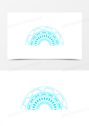 手绘科技半圆环装饰元素70科技感半圆装饰素材101矢量科技光效半圆环