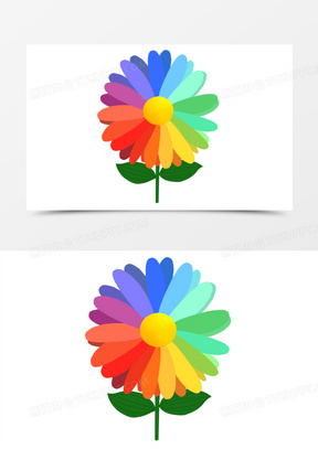 100手绘卡通七色花朵元素350卡通手绘装饰花元素130手绘七色花朵免