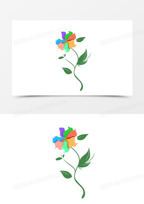 手绘七色花朵免抠元素