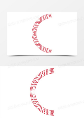 矢量中式半圆环边框装饰素材