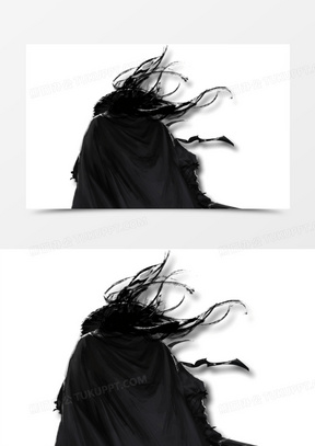 水墨斗篷背影战士