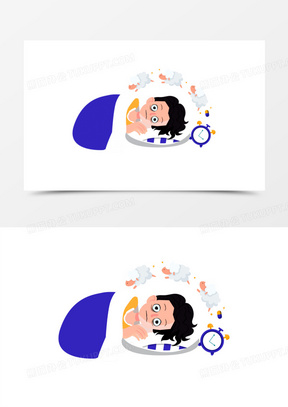 手绘卡通熬夜黑眼圈素材