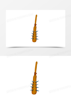 卡通手绘狼牙棒元素