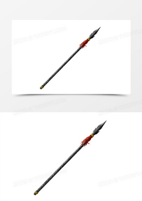 手绘冷兵器红缨枪免抠素材