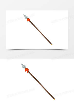 手绘卡通古代冷兵器红缨枪素材