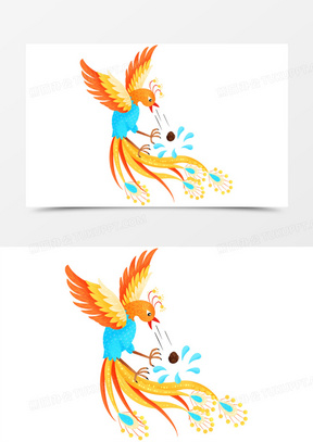 手绘插画风山海经精卫免抠元素