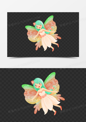 手绘插画风森林小精灵元素