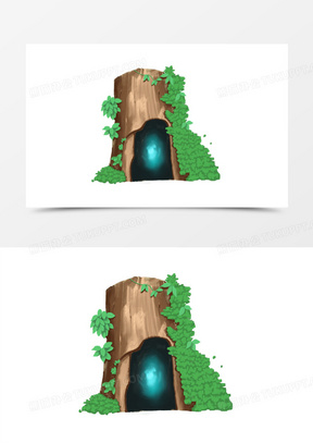 手绘树木树洞免抠元素
