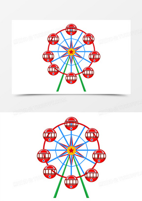 手繪遊樂場矢量卡通摩天輪素材