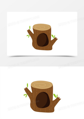 矢量手绘简约树洞素材