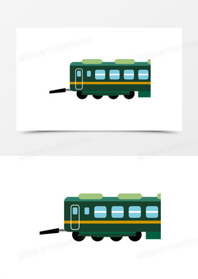 卡通手绘矢量交通工具绿皮火车素材