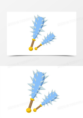 卡通手绘狼牙棒兵器素材