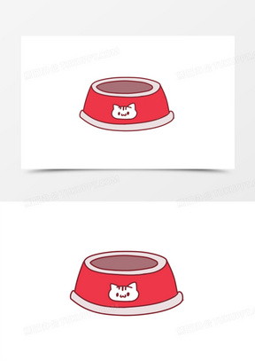 手绘卡通宠物用品猫碗免抠素材