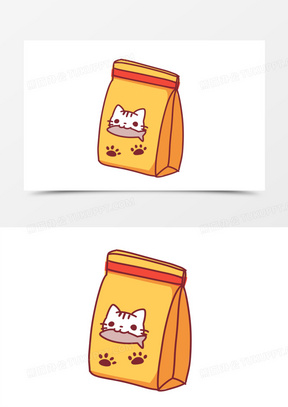 手绘卡通宠物用品猫粮免抠素材