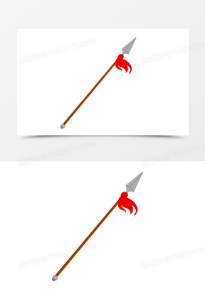 手绘卡通红缨枪免抠素材