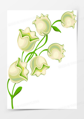 白色卡通铃兰花朵春天