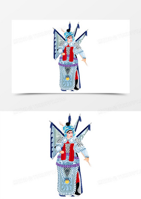 手绘插画风京剧名角赵云免抠元素