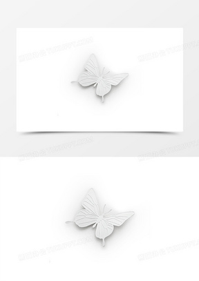 白色浮雕创意元素蝴蝶