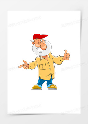 卡通大胡子的青年40扁平化卡通人物卡通老爷爷602手绘卡通父亲节胡子