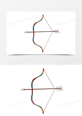 手绘卡通一把百发百中的弓箭素材