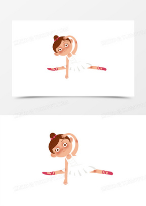 卡通手绘小女孩跳舞劈叉元素