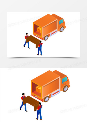 卡车卸货搬运场景插画免抠素材70手绘矢量卡通物流卸货场景素材200