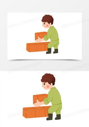 卡通手绘男子卸货免抠元素