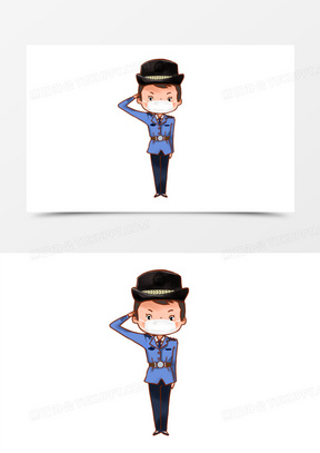 手绘戴口罩的抗疫情警察素材