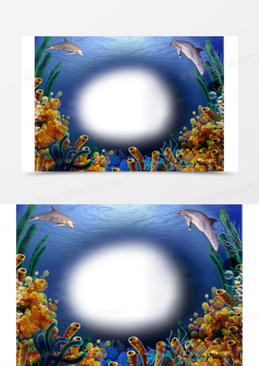 海洋边框元素404海豚边框98233海豚通用矩形蓝色标题边框532卡通动物