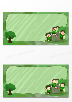 迷彩背景491绿色卡通风学生军事训练背景130手绘卡通军事训练边框背景