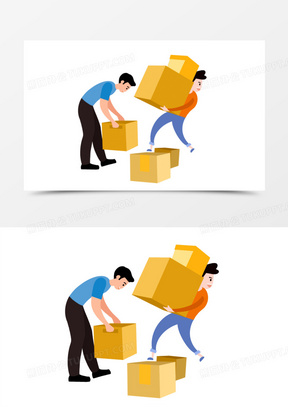 卡通手绘搬货元素