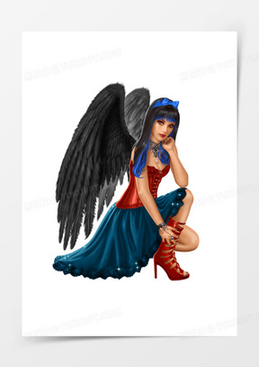 漫画黑天使翅膀美女
